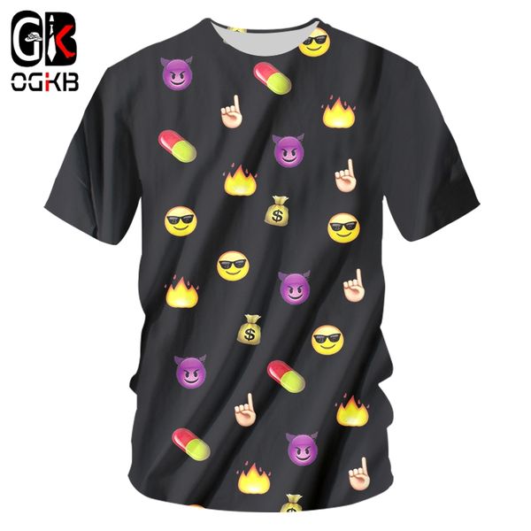 

ogkb t shirts male fashion short lovable 3d tee shirt printed expression funny plus size 5xl 6xl tees men summer t-shirt, White;black