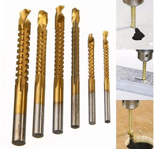 6 pcs Novo 3-8mm Titanium Revestido HSS Broca Broca Elétrica De Plástico De Metal buraco Grooving Broca Viu Carpinteiro Ferramentas Para Trabalhar MadeiraFerramenta de trabalho