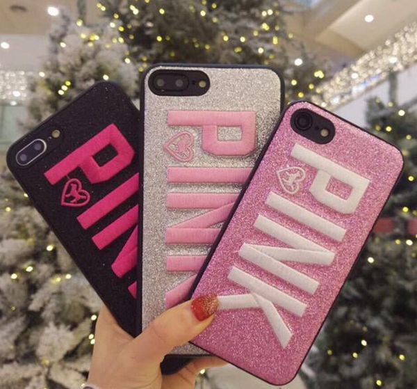 

Pink cover fa hion de ign glitter 3d embroidery love pink phone ca e for iphone x iphone 8 7 6 plu for am ung 9 9 plu 9 3color