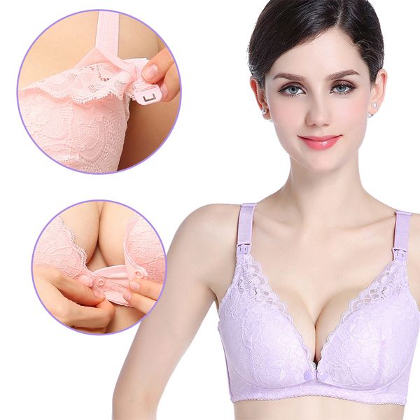 

maternity nursing bra front button women underwear sleeping bras pregnancy clothes suckling breastfeeding maternal lactation bra, White