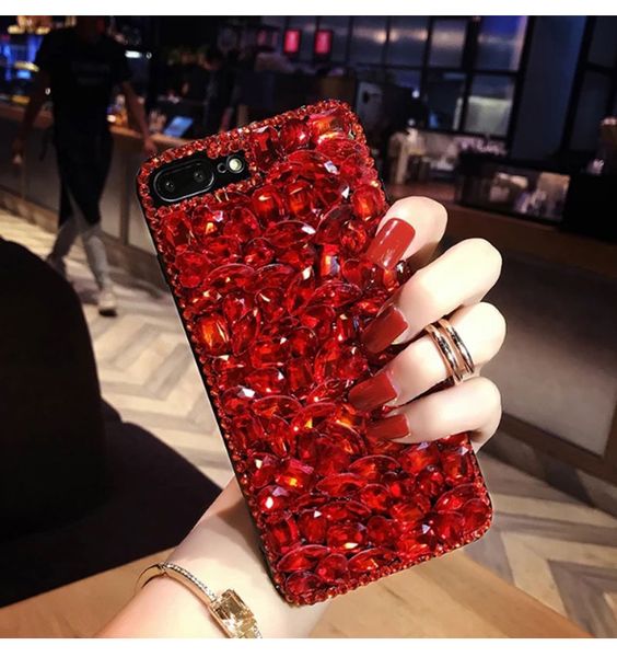 

luxury sparkle glitter phone case for iphone xs max xr x 8 7 6 6s plus korean style hard jewel case cover for iphone 6 iphone 7 coque capa