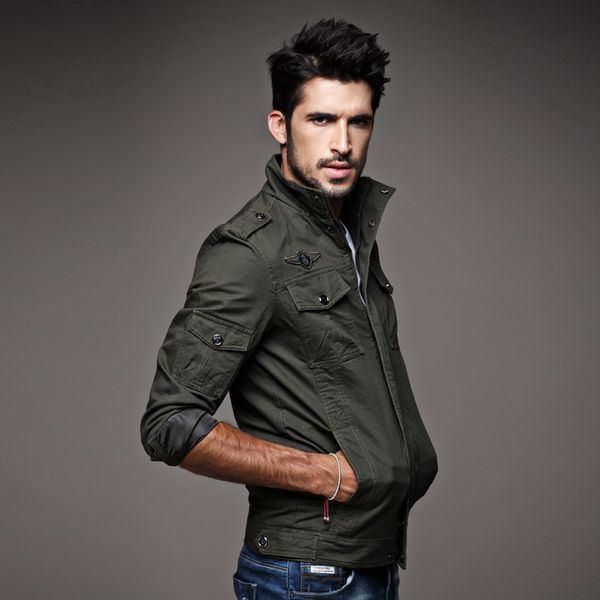 

brand men jacket plus 6xl army soldier coat cotton one male brand clothing spring autumn mens jackets, Black;brown