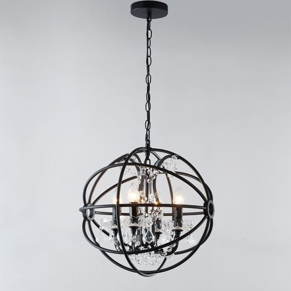 Modern Round Crystal Chandelier Led Lamps Retro Iron Chandeliers High Quality E14 Bulb Lighting Re Droplight Bedroom