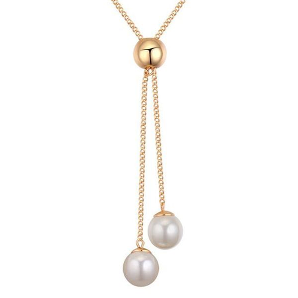 

imitation pearl pendant necklaces women 80cm long sweater chains necklace costume statement jewlery accessories 21313, Silver