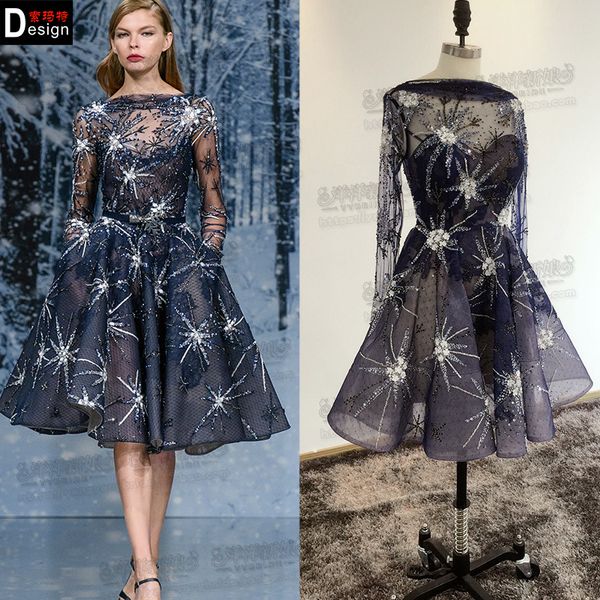 

elie saab plus size prom dresses party evening wear tulle beaded sequins short backless evening gowns formal dress cocktail dresses, Black