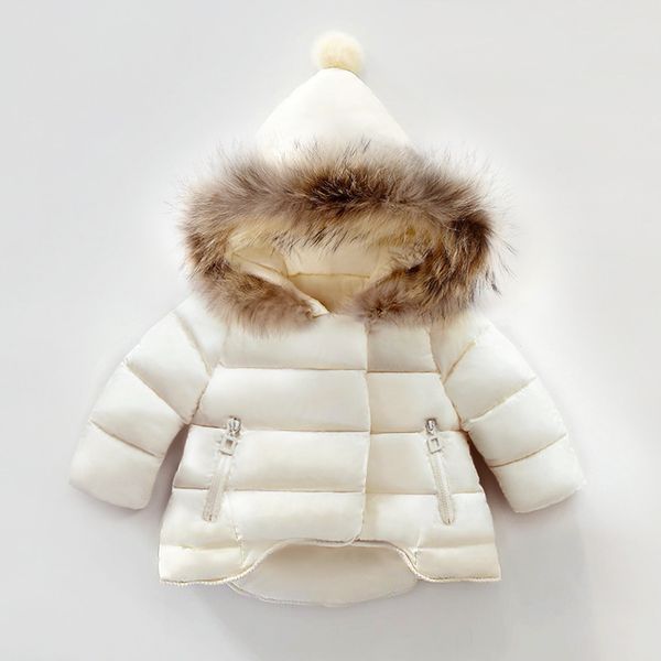 

kids snowsuit winter baby girls winter coat infant children clothing fur collar hooded thick jacket baby girl boy clothes, Blue;gray