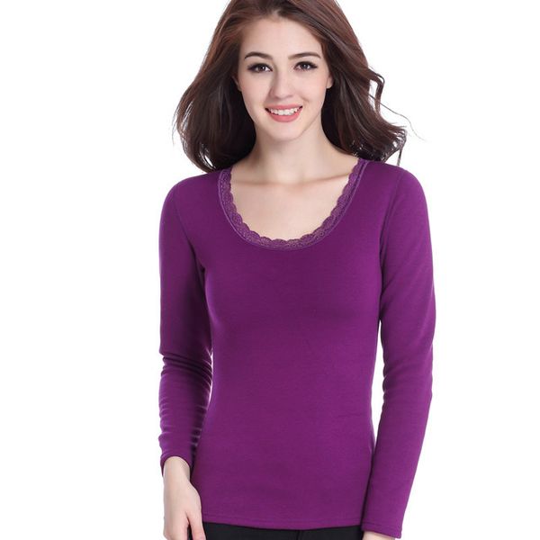 

seamless le body underwear women lace velvet thermal shirt second thermal female skin slimming thermal underwear warm pajamas, Black;pink