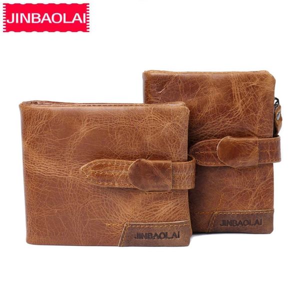 

jinbaolai men wallets genuine leather wallet coin pocket card holder short vintage brand fashion purses for men, Red;black