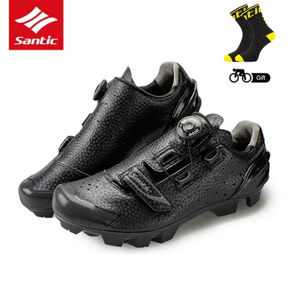 

santic mtb cycling shoes men breathable mountain bike sneakers riding shoes self-locking bicycle sport zapatillas ciclismo, Black