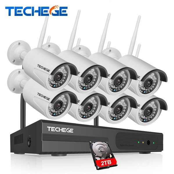 

Techege plug and play 8ch wirele 2mp nvr kit 1080p hd waterproof outdoor cctv y tem video ecurity y tem urveillance kit