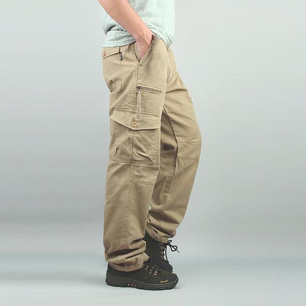 

spring summer men pants casual cargo pocket fashion clothing tactical army trousers loose baggy hip hop joggers big size 7xl, Black