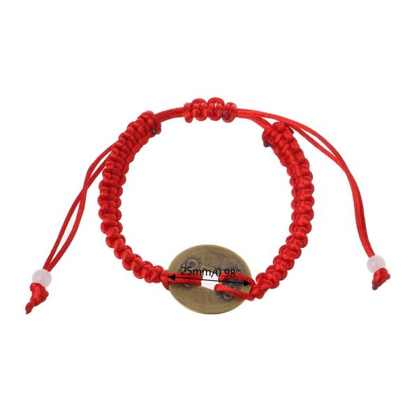 

chinese feng shui wealth lucky copper coin pendant red string bracelets jewelry, Golden;silver