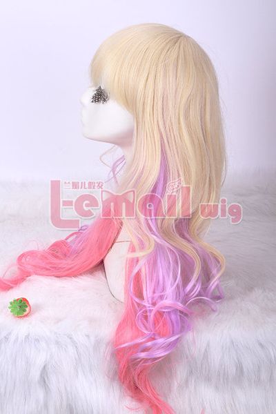 

70cm mix-color women's curly wavy cosplay synthetic hair wigs, Black;brown