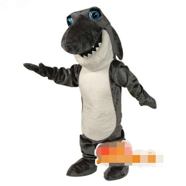 

custom grey shark mascot costume ing, Red;yellow