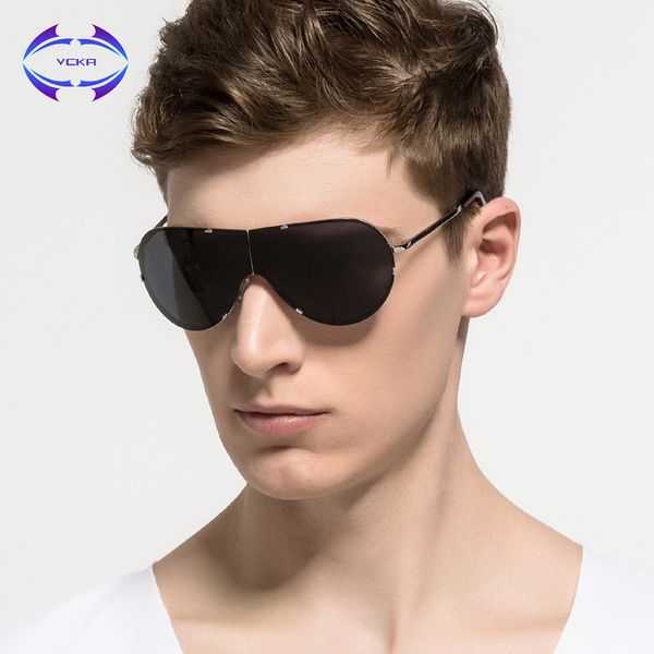 

vcka new 2017 sun glasses women men folding sunglasses rimless polarized driving polarized foldable big box eyewear, White;black