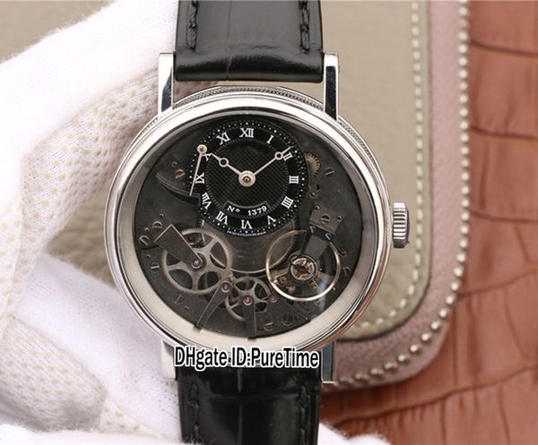 

best edition nf tradition 7057bb / g9 / 9w6 стальной корпус реальный запас хода черный циферблат с скелетонами 507 dr1 ручной завод турбийон, Slivery;brown