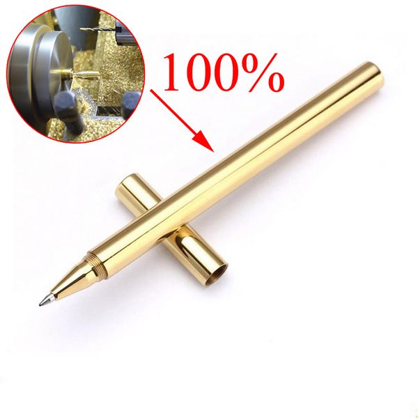 

superior quality luxury gold optional minimalism superfine ballpoint pen pure brass stationery pen copper ballpen writing tool, Blue;orange