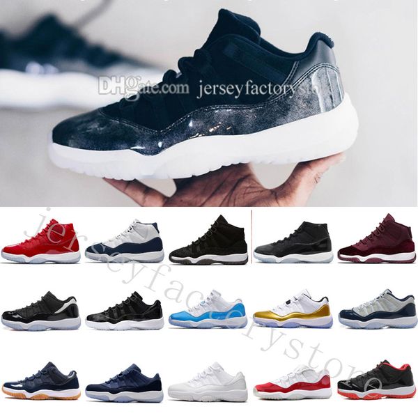 

2018 high new 11 space jam bred gamma blue basketball shoes men women 11s concords 72-10 legend blue cool grey low barons us 5.5-13