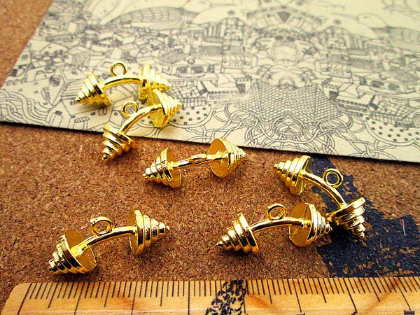 

24pcs-- 25*10mm gold plated 3d bending barbell charms pendants, Bronze;silver