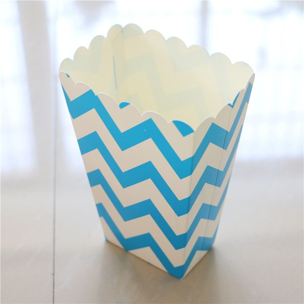 

18pc/lot light blue party popcorn cups happy birthday decoration wedding wave pattern gift box candy boxes supplies kids favors