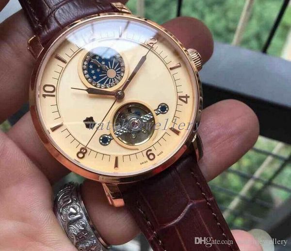 

brand luxury men watches leather wristwatches fashion casual watches black/brown band fully automatic machine core, Slivery;brown