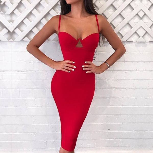 

winter women spaghetti strap bandage dress 2018 runway sleeveless female celebrity party club bodycon long dresses clothing, White;black