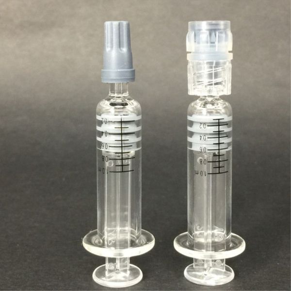 

100шт / Lot 1мл Luer Замок Pyrex Шприц Стеклянный наконечник Luer головка форсунки для густого масла Vape Картриджи Tank Очистить электронные сигареты распылителем