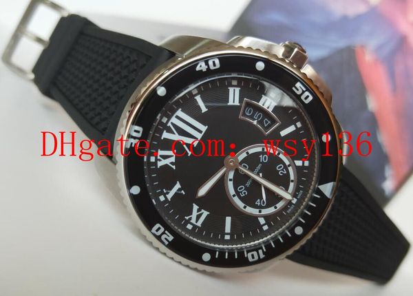 

luxury calibre de diver stainless steel black dial automatic mechanical movement mens watches w7100056 men's sport wrist watch, Slivery;brown