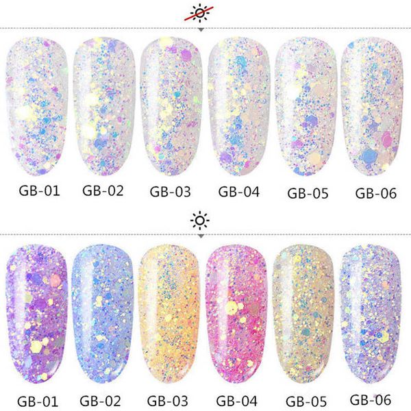 

1pot laser transparent sequins candy hexagon glitters nail art decorations flakes 3d manicure uv gel polish new hot, Silver;gold