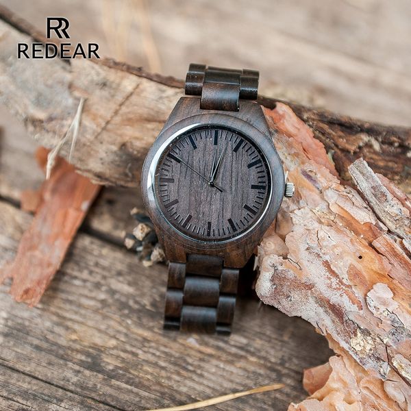

redear handmade black sandalwood watches lover's watches cool nature wood quartz automatic watch in gift box, Slivery;brown