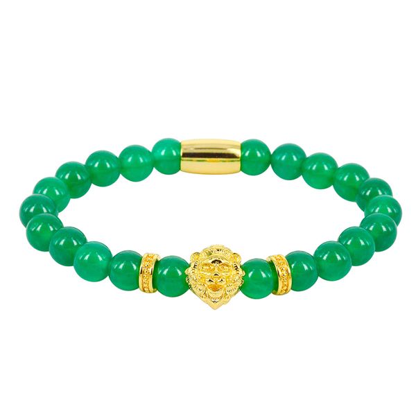 

natural fresh precious stone prayer beads string bracelet with lion's head, lion's head has four colors can be choose, Black