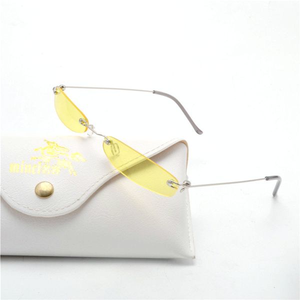 

small chic rectangular rimless sunglasses women men fashion vintage design uv400 brand designer female candy color shades nx, White;black