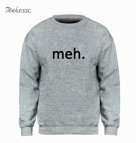 

meh internet geek nerd sweatshirt men funny letter printed hoodie gray crewneck sweatshirts 2018 winter autumn fleece warm hoody, Black