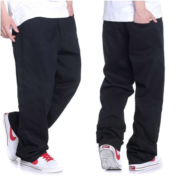 

2018 new men's jeans men's skateboard pants fashion waist casual pants loose straight black jeans size 30-38 40 42 44 46, Blue