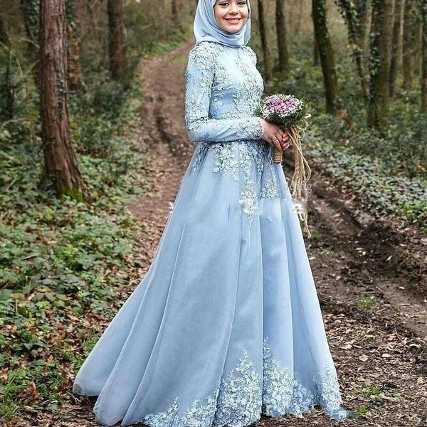 

saudi arabic high neck a line evening dresses 2019 with appliques long sleeves hijab kaftan dubai prom gowns bc0328