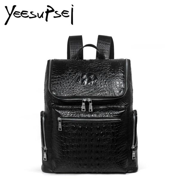 

yeesupsei luxury alligator backpack women crocodile grain leather fashion bag large backpack lady women bag package female