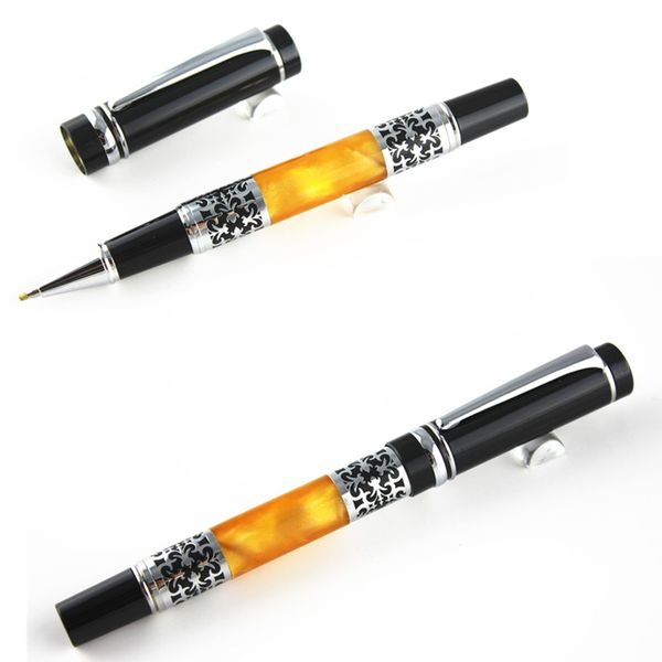 

metal ball point pen bookworm 675 best design amber celluloid business roller ball pen flower pattern free shipping, Blue;orange