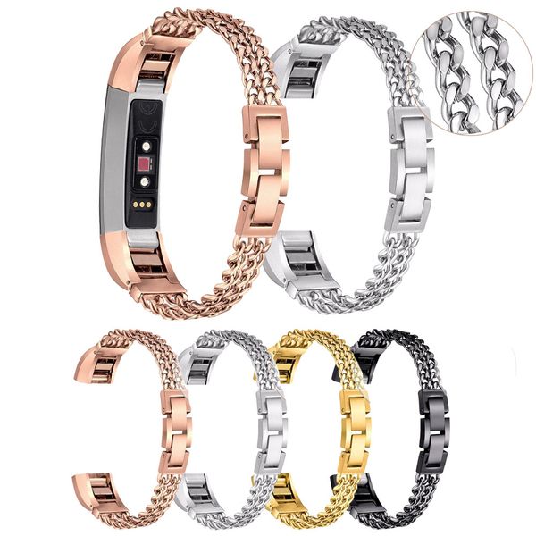 

for alta rose gold stainless steel replaceable watch wrist strap wearable watch band metal clasp loop for hr, Black;brown