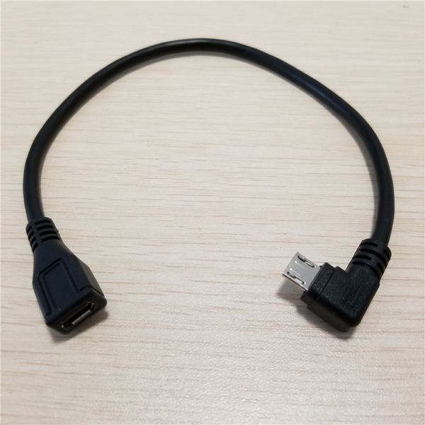 

Wholesale 100pcs/lot 90 Degree Right Angle 5Pin Micro USB Male to Female Extension Data Sync Power Charge Cable 25cm