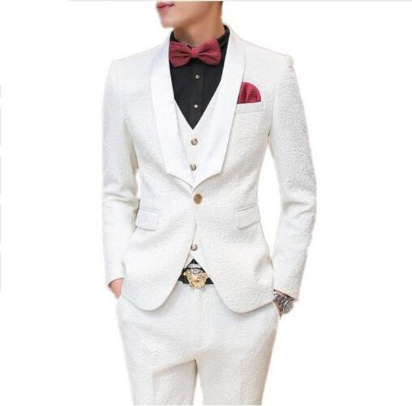 

2017 fashion custom men suit slim fit mens white suits for weddings dress party clothing mens tuxedo suits with pants 3 pieces, White;black