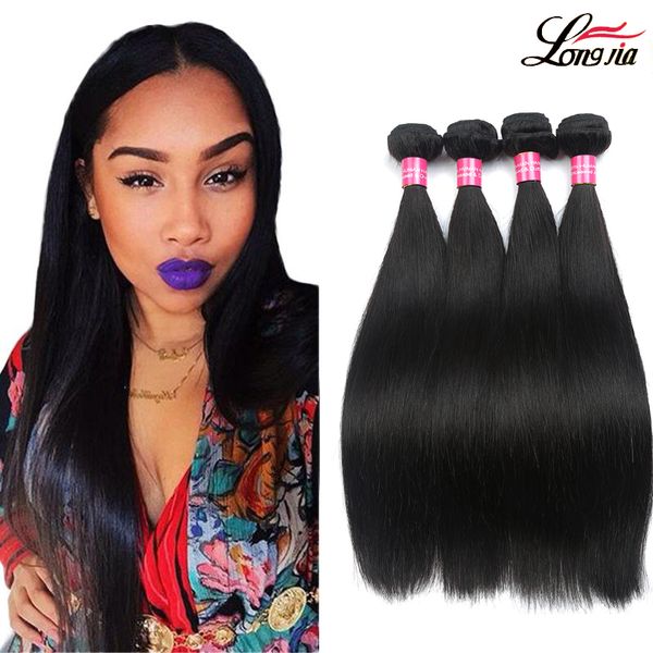 

peruvian straight human hair extension unprocessed virgin human hair 3/4/5 bundles can be dyed peruvian straight hair weave wholesale, Black
