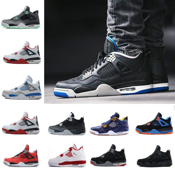 

wholesale 4 4s mens basketball shoes motosports blue fire red white cement pure money toro bravo bred cavs thunder sports sneakers trainers, White;red