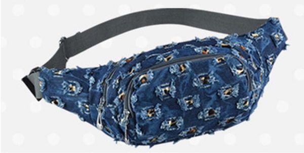 

2018 new women fashion holes demin waist bags min cowboy chest bags 3colors