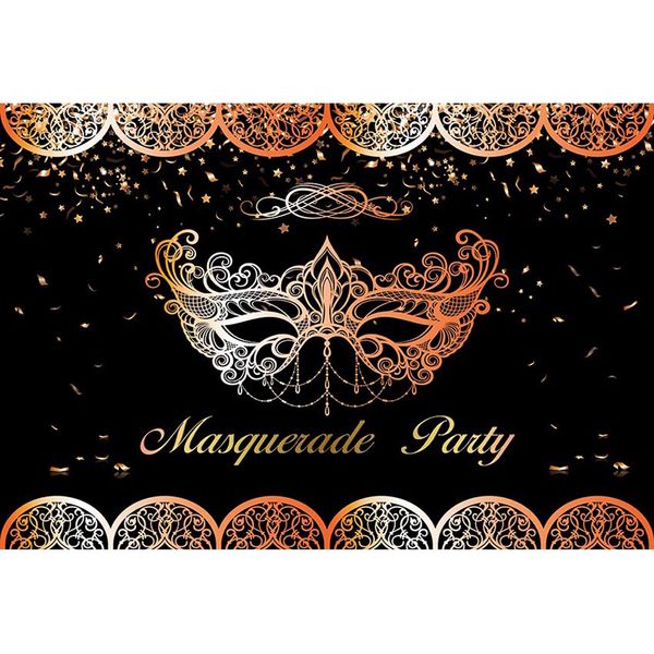 2020 Masquerade Party Photo Booth Backdrop Black Digital Printed