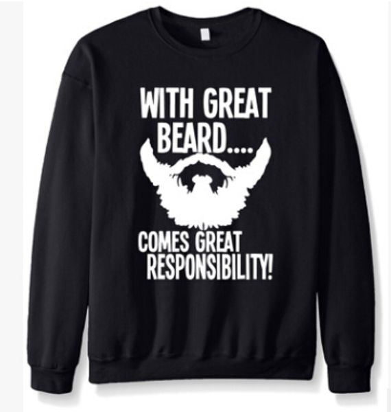 

mens funny beard responsibility printed casual pullover male solid color long sleeve sweatshirts simple pullover ing, Black