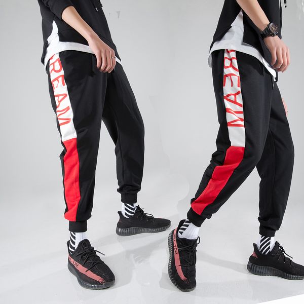 

2018 Spring New Pattern Man Pants Fashoon Letter Printing Patchwork Color Leisure Time Pants Teenagers Bound Feet Trousers