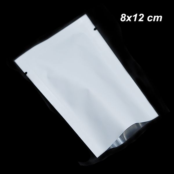 

200 pcs 8x12cm matte white open heat sealed food storage packing pouches pure aluminum foil vacuum heat sealing mylar foil packaging bag