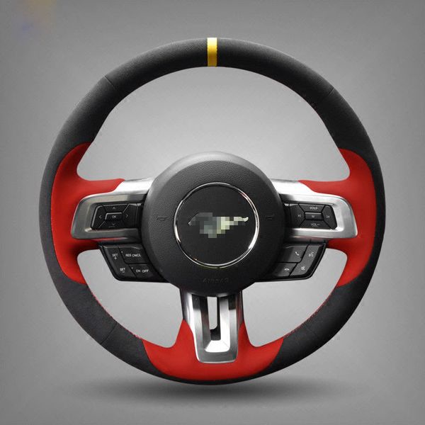 

for ford mustang steering wheel cover diy hand-stitched car interior case