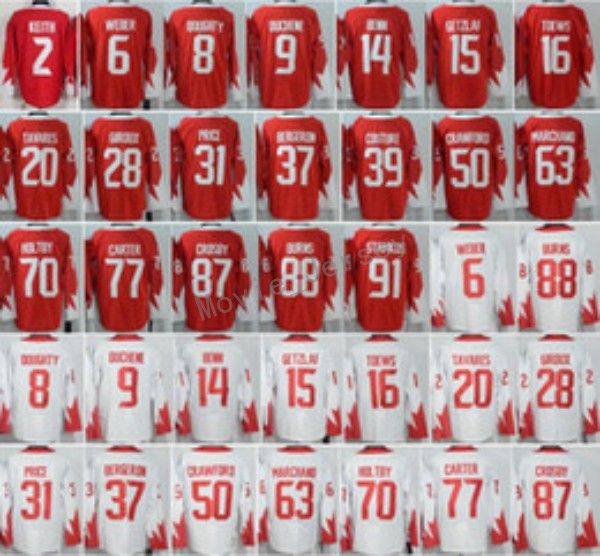 

2016 world cup hockey jerseys wch 16 jonathan toews 31 carey price 63 brad marchand 8 drew doughty 70 braden holtby 19 joe thornton 6 weber, Black;red