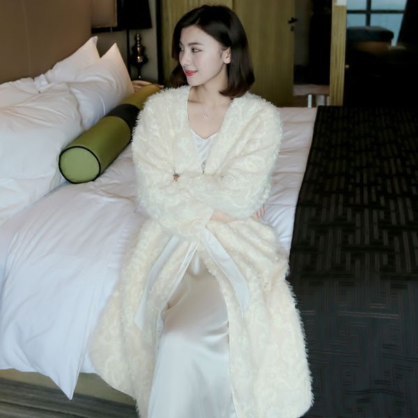 

women long nightshirt winter plus thicken white robe set sleepwear fashion royal princess nightgown ing, Black;red